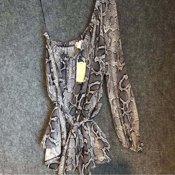 Michael Michael Kors Plus Size 1X & 2X One Shoulder Belted Python Tunic NWT - Picture 12 of 16